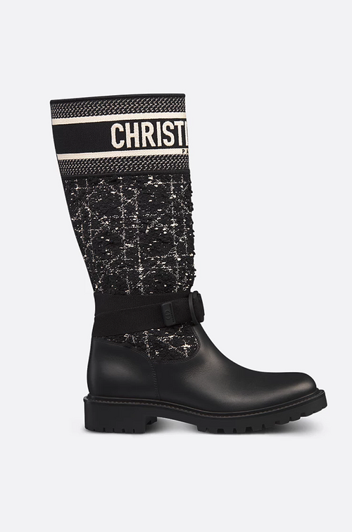 D-Major Dior Knit & Calfskin Boots