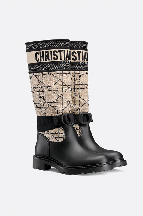 D-Major Dior Knit & Calfskin Boots