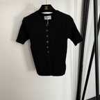 Chanel Ribbed Knit Button Tee