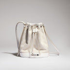 Gucci GG Monogram Canvas Mini Bucket Bag with White Leather Trim