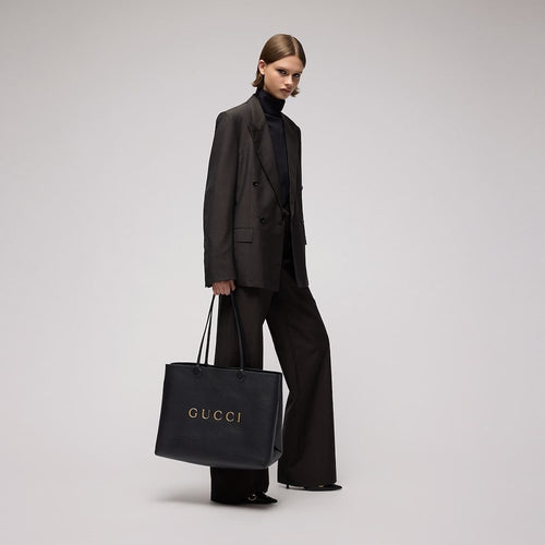 Gucci Large Leather Logo Tote Bag