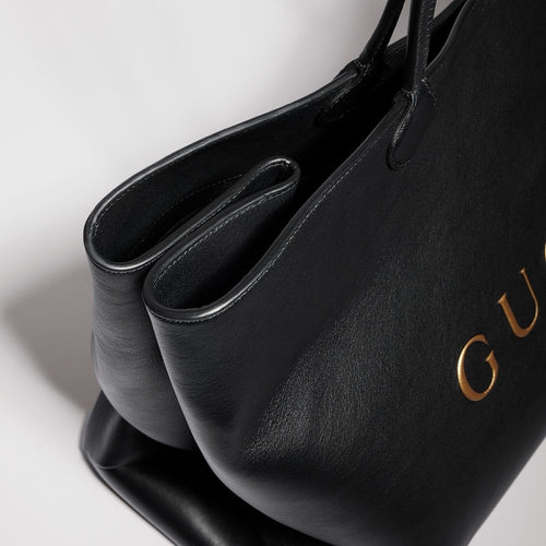 Gucci Large Leather Logo Tote Bag