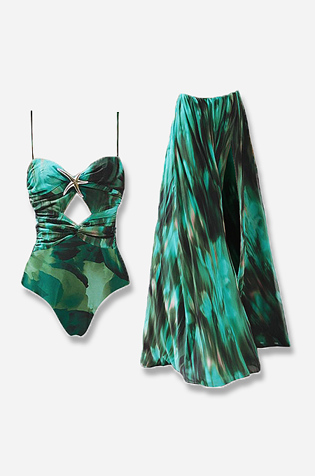 'Ivyce' Swimsuit with Skirt Set