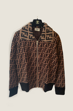 Fendi “Eterna Monogram” Knit Zip Jacket – Classic Mocha Edition