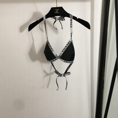 CHANEL Signature Logo-Strap Triangle Bikini Set – Noir Blanc