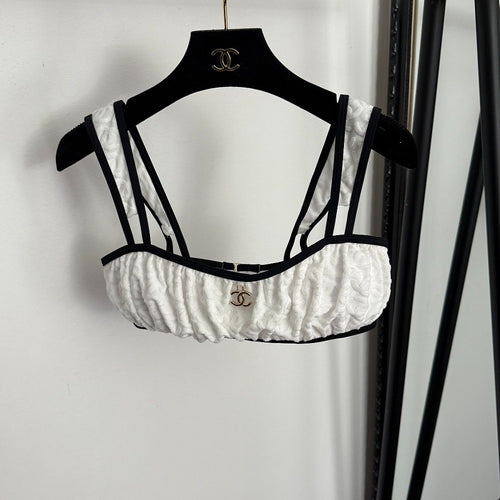 CHANEL Embossed CC Contrast Bikini Set – Blanc Noir