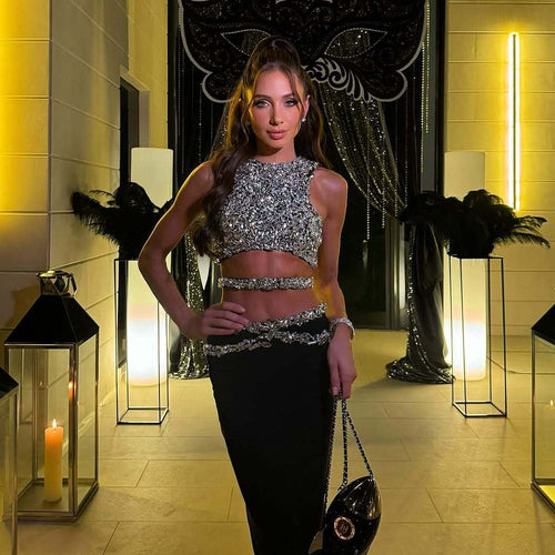 Luna Éclat | Crystal Embellished Skirt Set