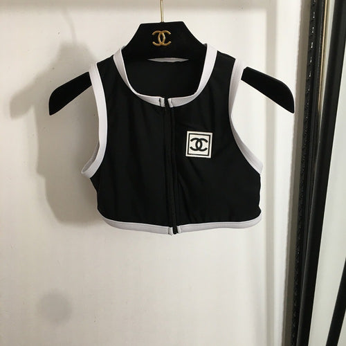 CHANEL CC Riviera Zip Crop Bikini Set