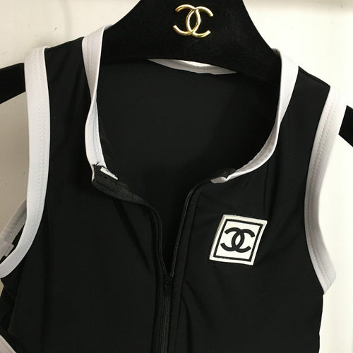CHANEL CC Riviera Zip Crop Bikini Set