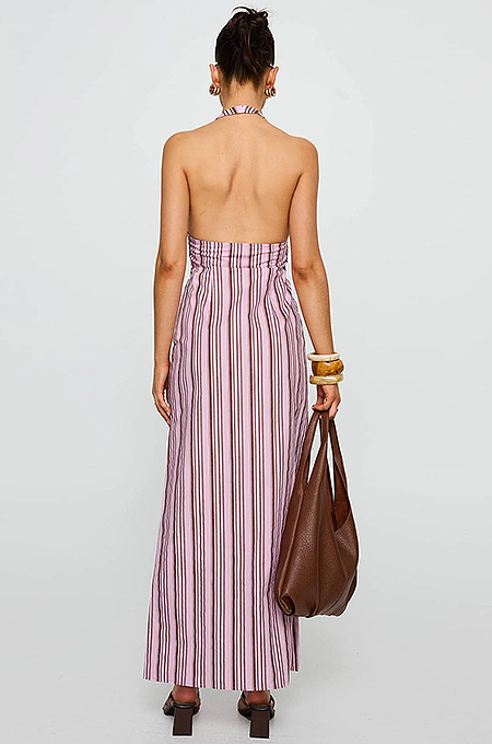 'Razi' Featuring Striped Halter Long Dress