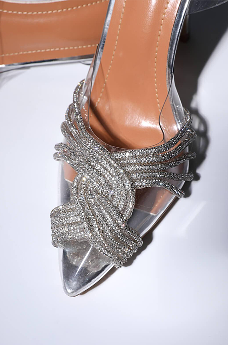 ‘Lumi’ Crystal Embellished Sandal Heel In Silver