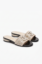 Chanel Embroidered CC Sequin Slide Sandals – Ivory Noir