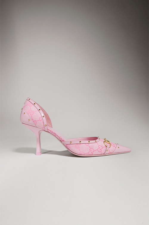 Gucci Horsebit GG Canvas D’Orsay Pumps – Blush Rosé