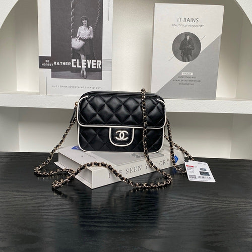 CHANEL Mini Flap Bag with Contrast Trim