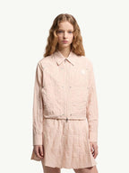 Moncler Blush Vichy Cotton Blend Cropped Jacket