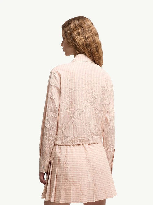 Moncler Blush Vichy Cotton Blend Cropped Jacket