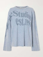 Acne Studios Logo Washed Long Sleeve T-Shirt – Ice Blue
