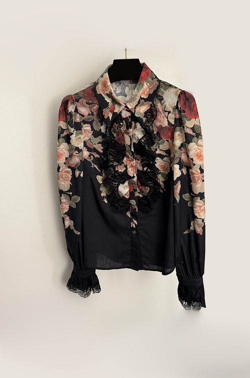 Zimmermann Noir Rosette Silk Set – Blouse & Skirt