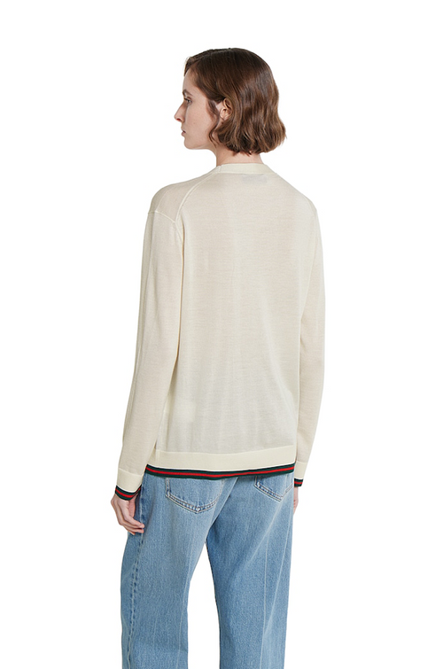 Gucci Ivory Signature Trim Cardigan
