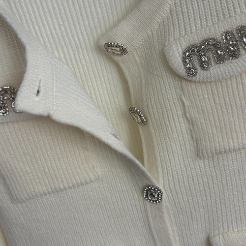 Miu Miu Crystal Crest Knit Cardigan – One Size