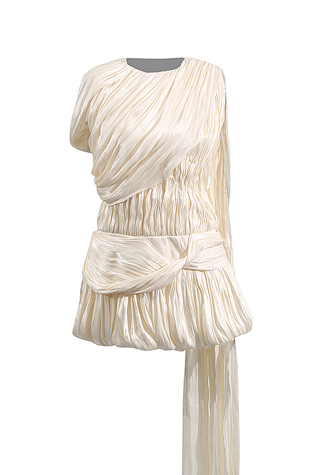 'Ivory Aeon' Draped Couture Mini Dress