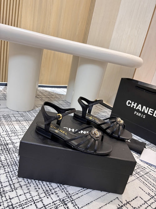 Chanel Lambskin Icone Sandals