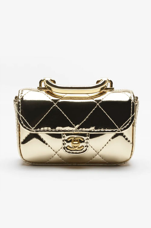 Chanel – 24K Quilted Gold Top Handle Mini Bag