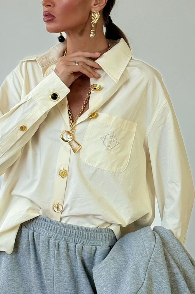 Schiaparelli Golden Eye Statement Shirt Ivory / L