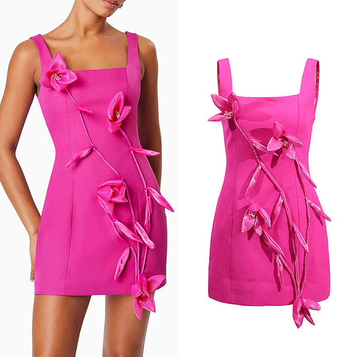 “Fleur Éclat Rose Mini Dress”