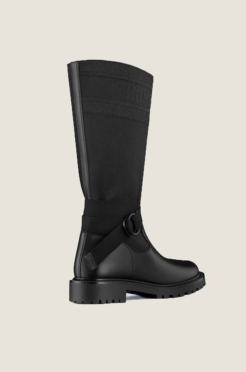 Dior Empreinte Knit & Calfskin Combat Boots
