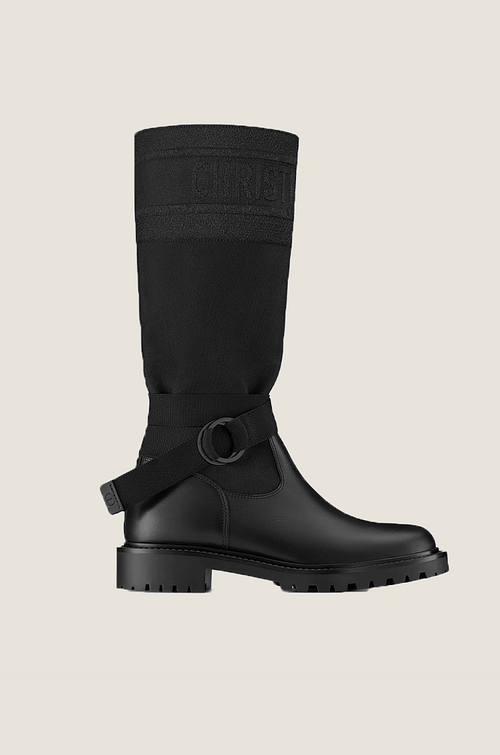 Dior Empreinte Knit & Calfskin Combat Boots