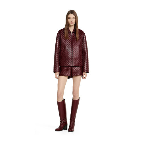 Gucci GG Embossed Burgundy Leather Jacket – S-L