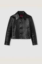 Gucci GG Embossed Black Leather Cropped Jacket – S-L