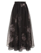 Zimmermann “Nocturne Bloom” Sheer Floral Organza Maxi Skirt – Sizes 0–3