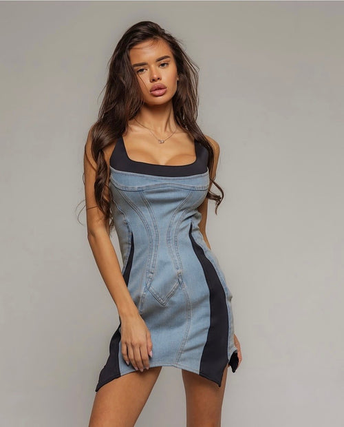 Mugler “Contour Denim Corset Mini Dress”