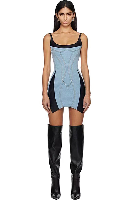 Mugler “Contour Denim Corset Mini Dress”