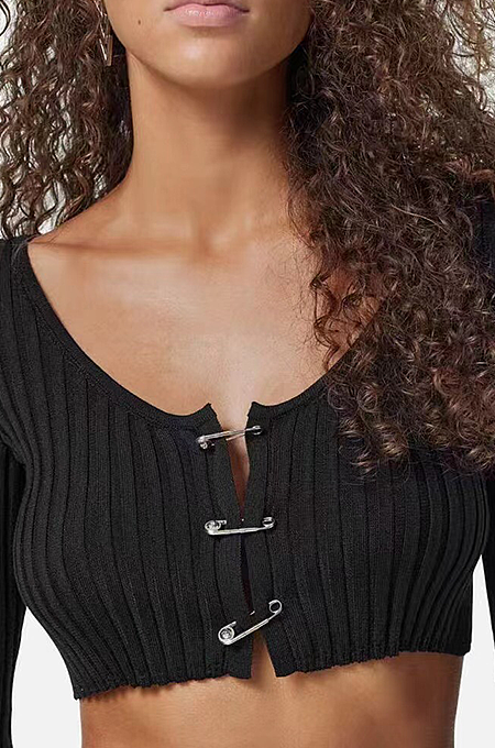 Versace Medusa Safety Pin Knit Crop Top