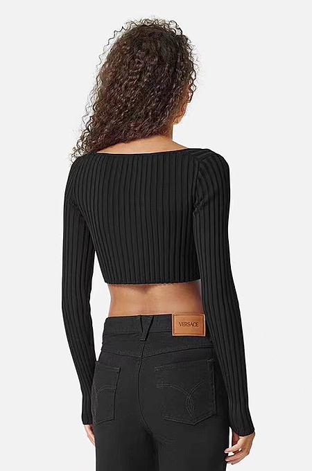 Versace Medusa Safety Pin Knit Crop Top