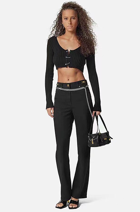 Versace Medusa Safety Pin Knit Crop Top