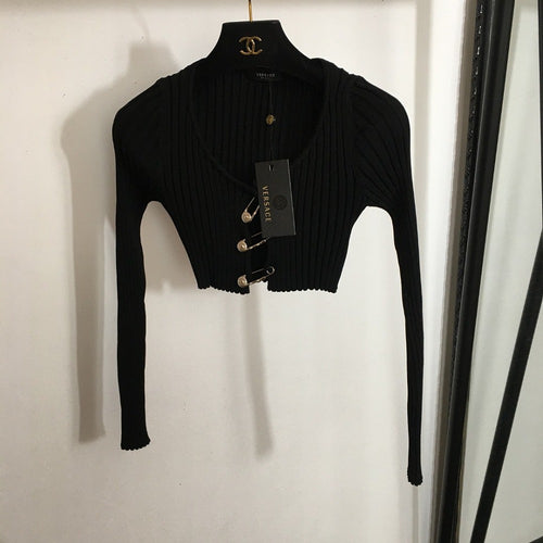 Versace Medusa Safety Pin Knit Crop Top