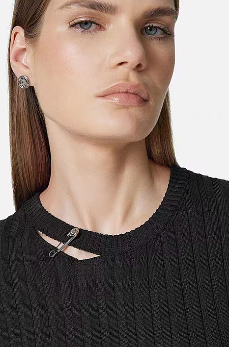 “La Sicurezza” Ribbed Safety Pin Knit Dress