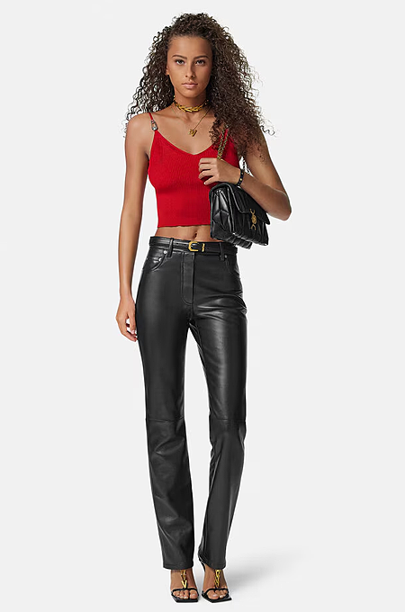 “Fiamma Rossa” Signature Strap Knit Crop Top