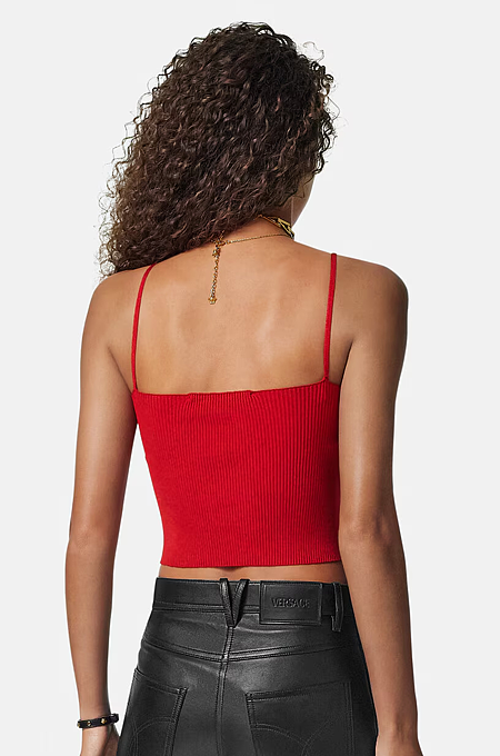“Fiamma Rossa” Signature Strap Knit Crop Top