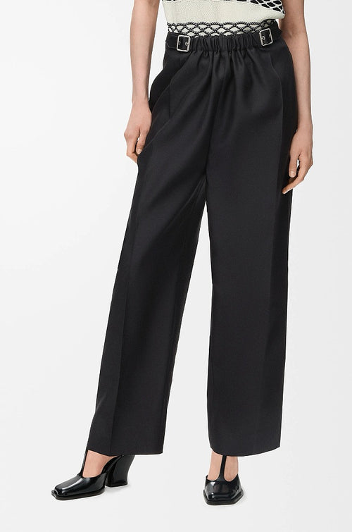 Loewe Noir Cinch-Waist Pleated Trousers