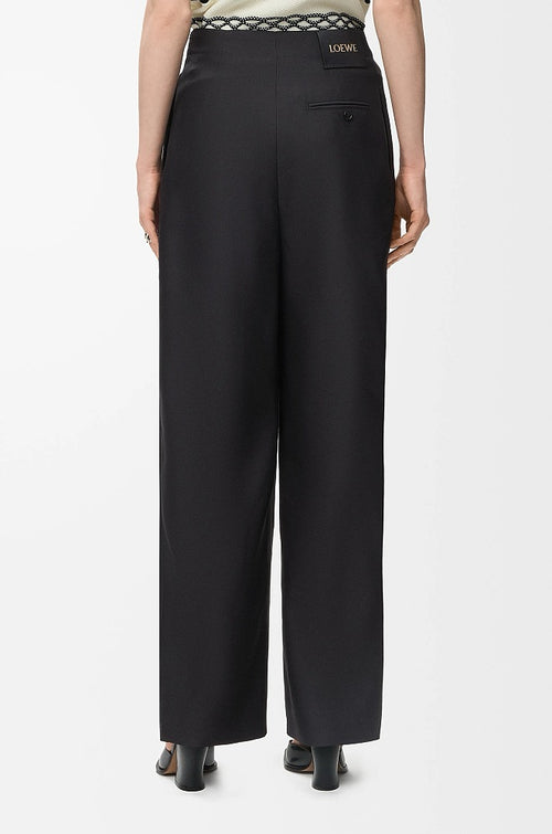Loewe Noir Cinch-Waist Pleated Trousers