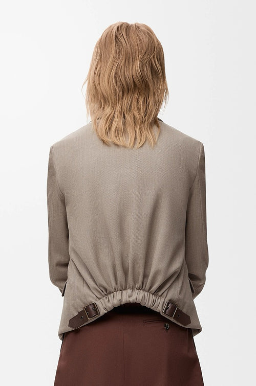 Loewe Taupe Cinch-Back Cropped Blazer