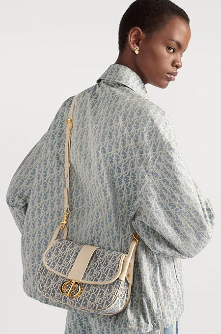 Dior 30 Montaigne Medium Satchel in Blue Dior Oblique Jacquard