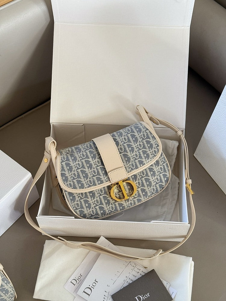 Dior 30 Montaigne Medium Satchel in Blue Dior Oblique Jacquard