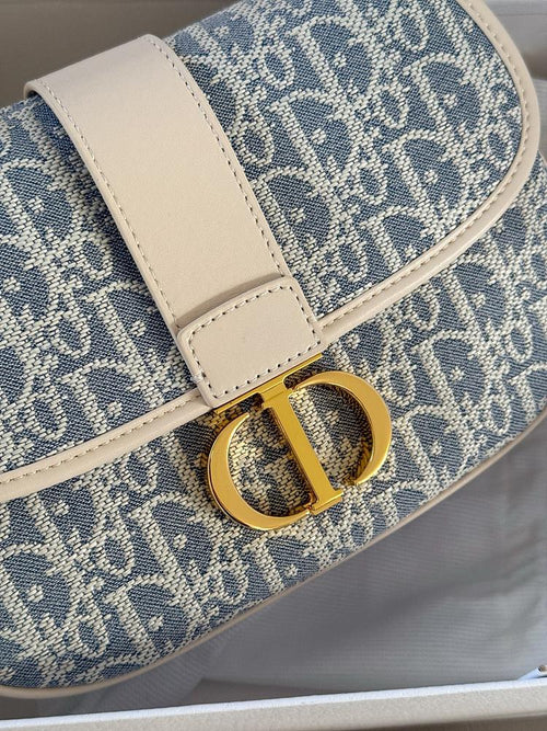 Dior 30 Montaigne Medium Satchel in Blue Dior Oblique Jacquard