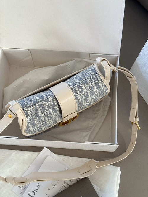 Dior 30 Montaigne Medium Satchel in Blue Dior Oblique Jacquard